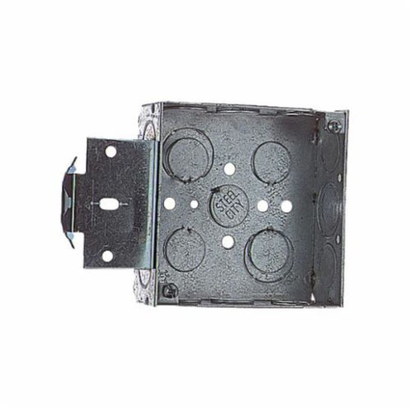 Steel City 52151-MS-1/2-3/4 Outlet Box, Steel, 21 cu-in Capacity, (1) Outlets, (12) Knockouts, 4 in H x 4 in W x 1-1/2 in D